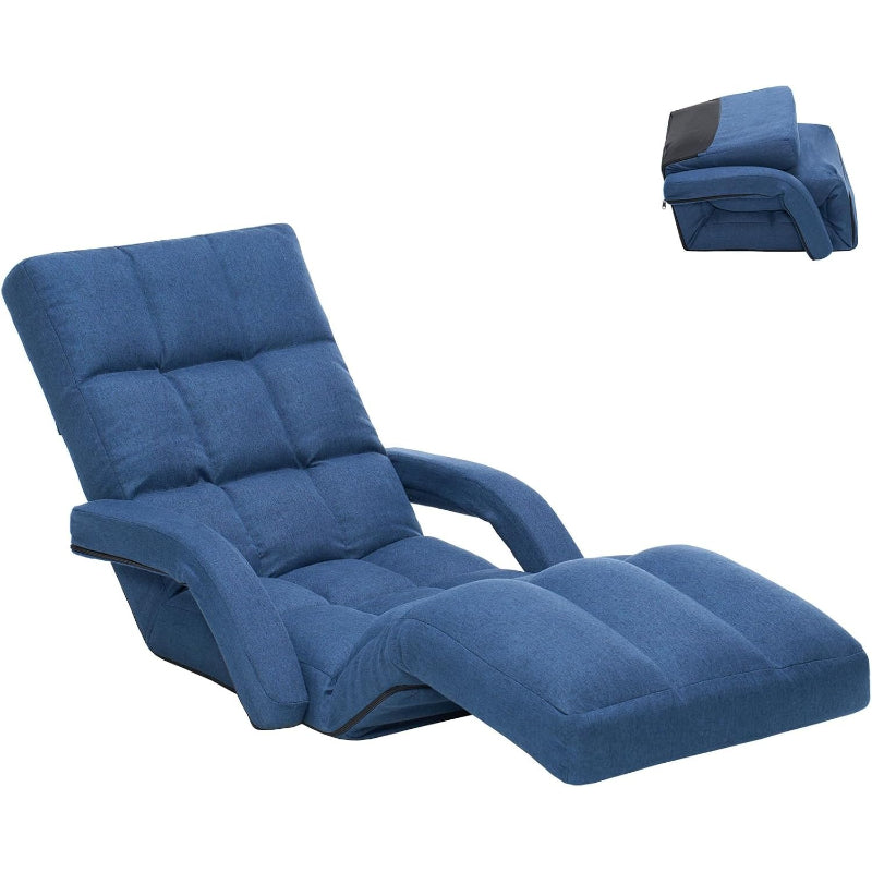 Adjustable Folding Floor Gaming Chair with Footrest