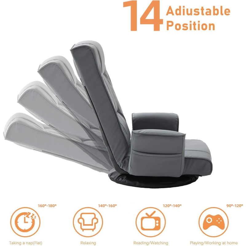 Grey Swivel Adjustable Folding Floor Chair