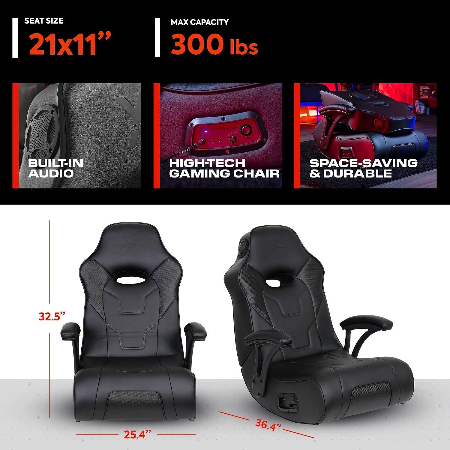 Foldable Audio Gaming Floor Rocker Chair