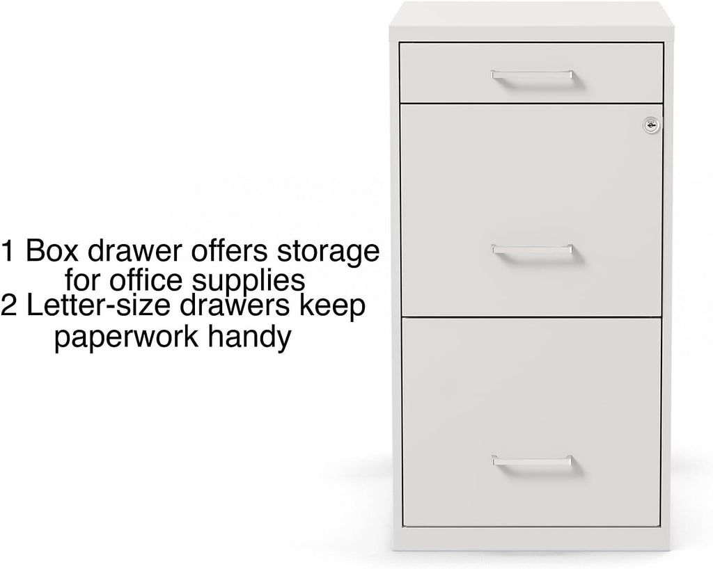 White Lockable Rolling 3‑Drawer Vertical File Cabinet