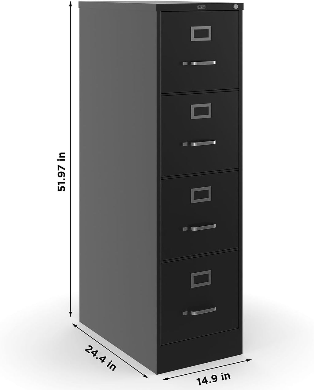 Black Lockable 4‑Drawer Vertical File Cabinet
