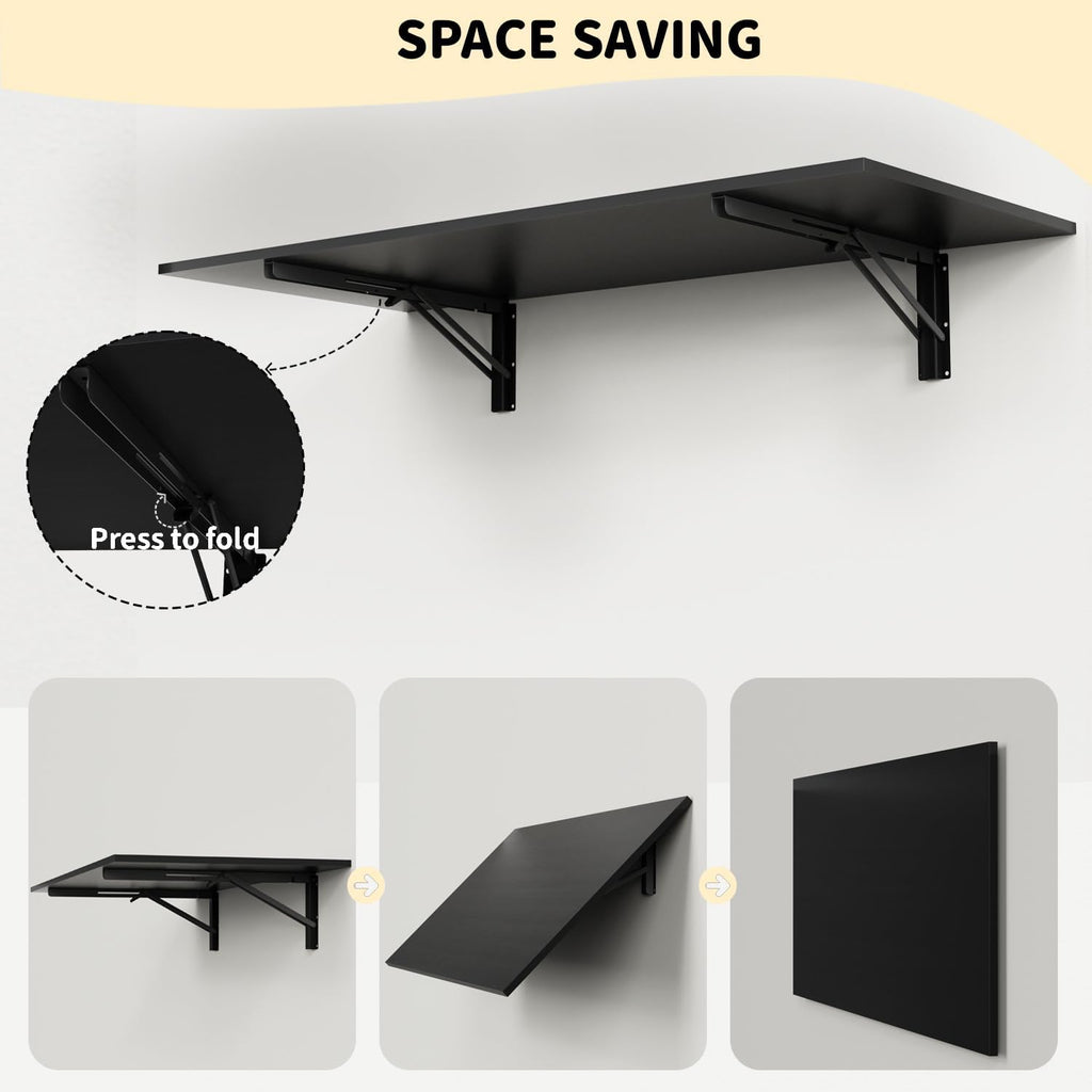 Black Wall‑Mounted Fold‑Down Work Table