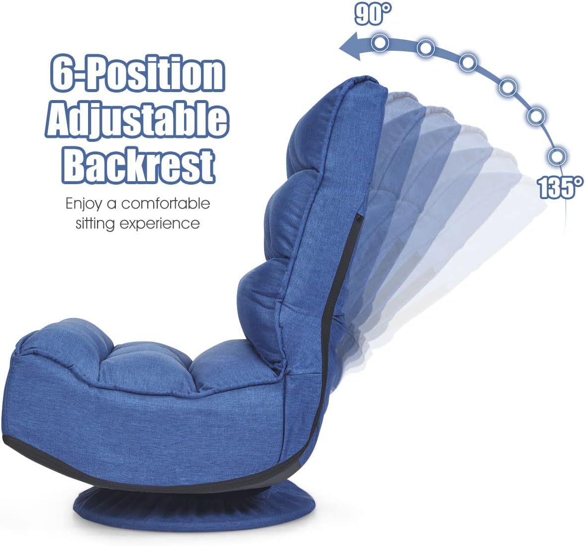 Blue Swivel Adjustable Folding Floor Gaming Chair