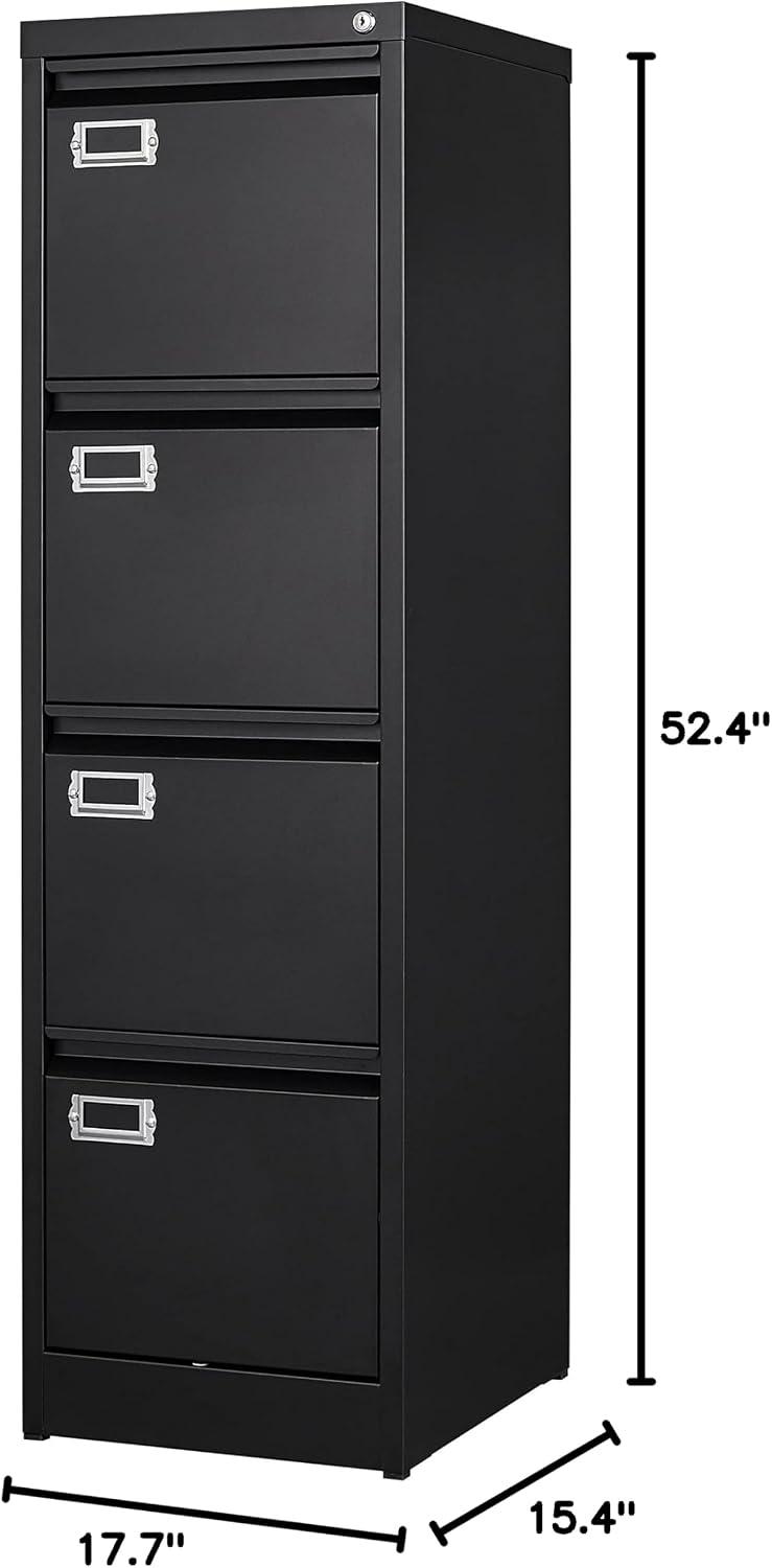 Lockable Metal 4‑Drawer Vertical File Cabinet