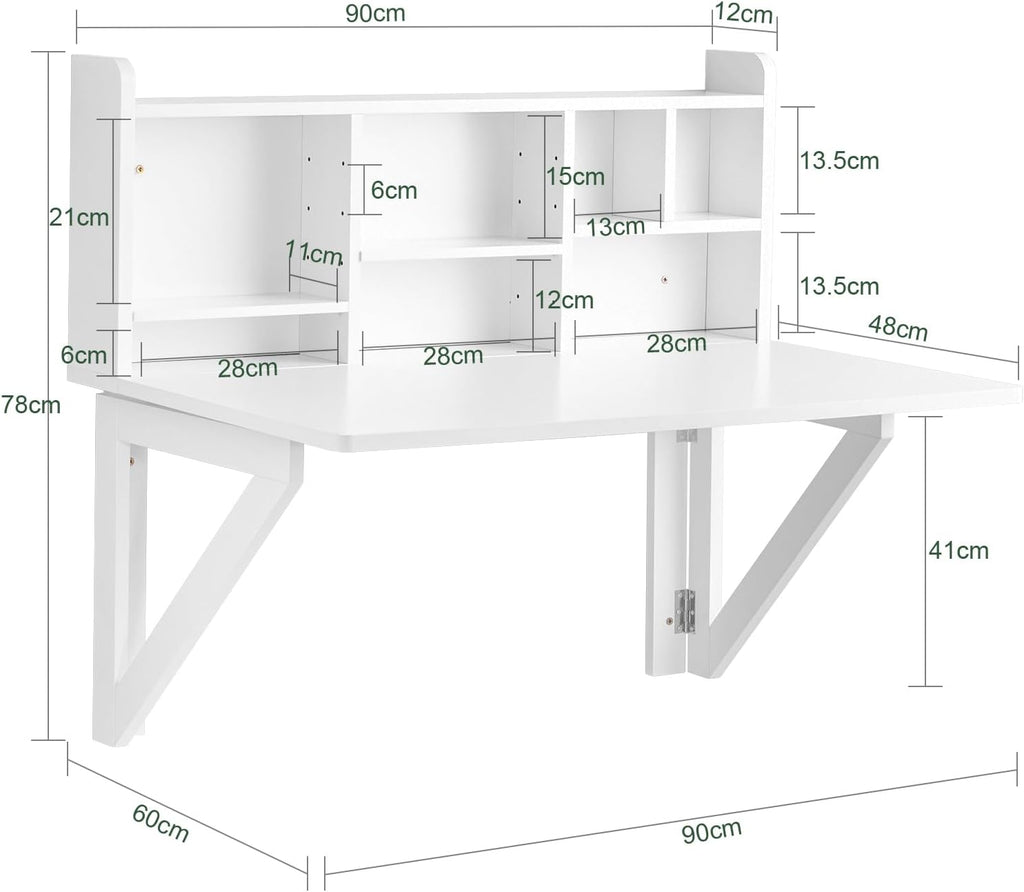 White Wall‑Mounted Fold‑Down Floating Desk