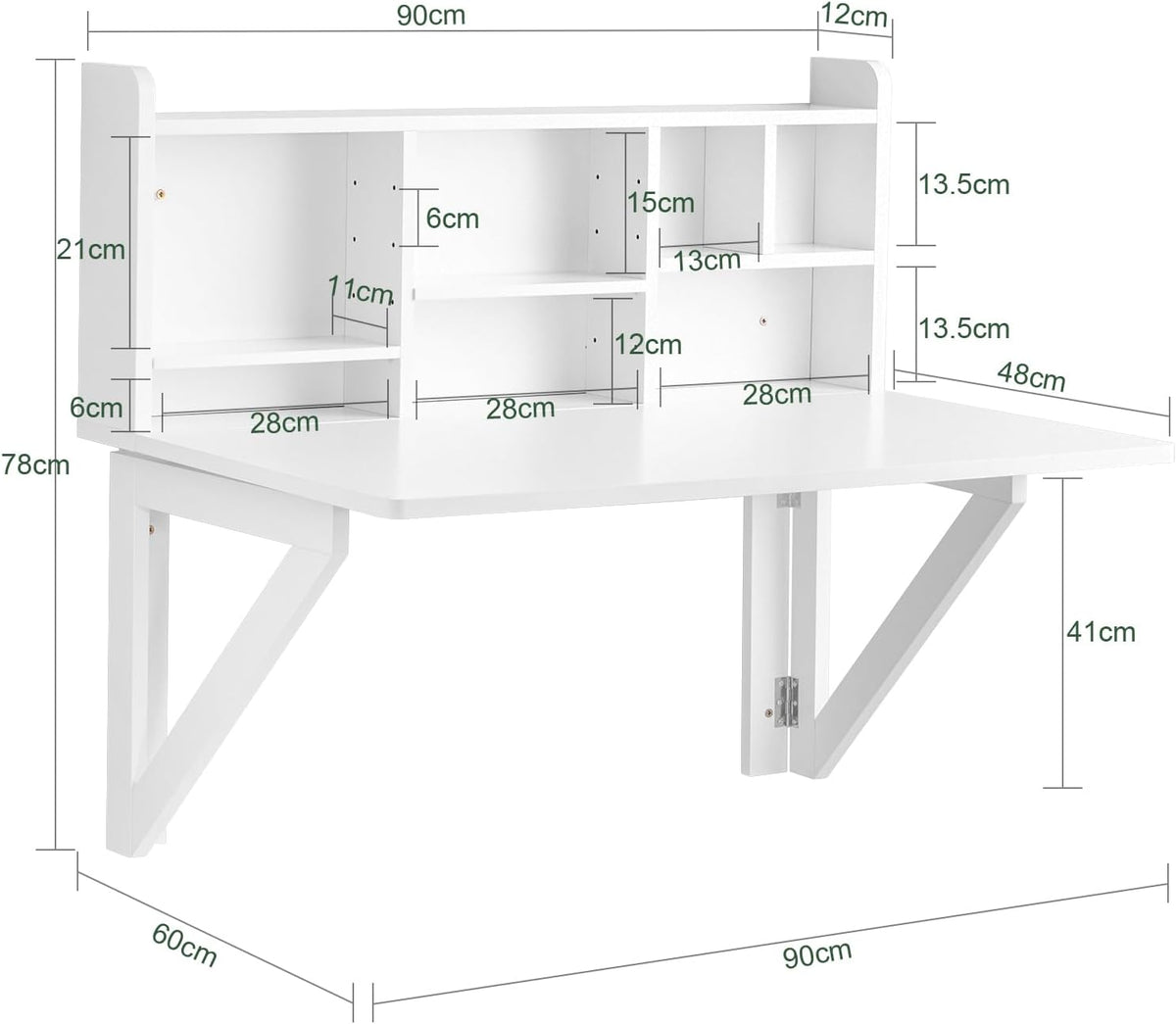 White Wall‑Mounted Fold‑Down Floating Desk