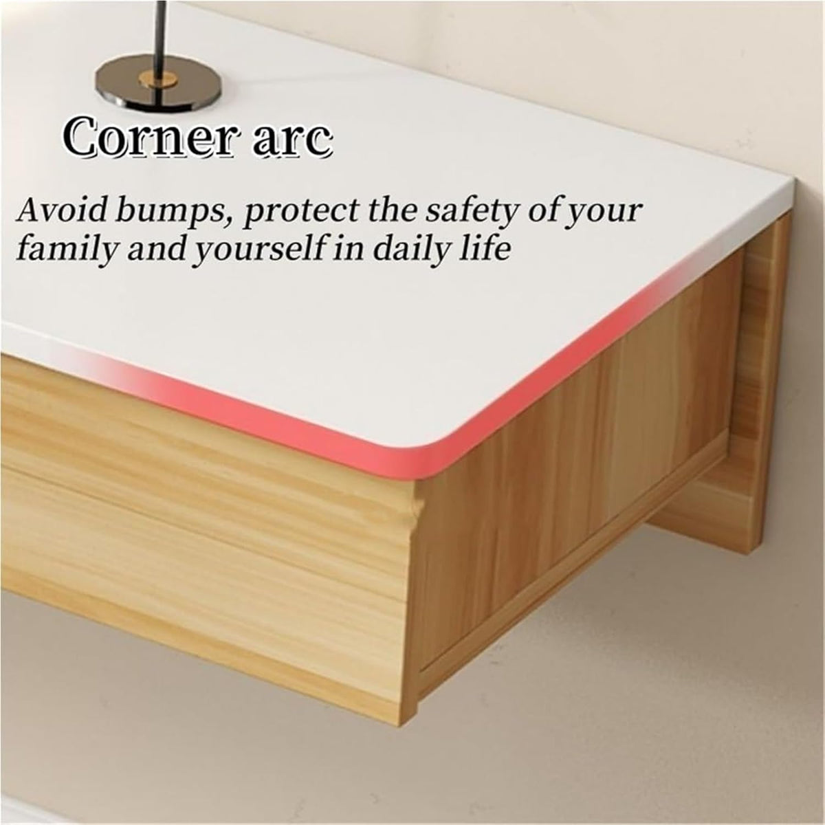 Natural Wall‑Mounted Floating Desk with Drawer