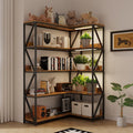 Convertible L‑Shaped 5‑Tier Corner Bookshelf with Grow Light