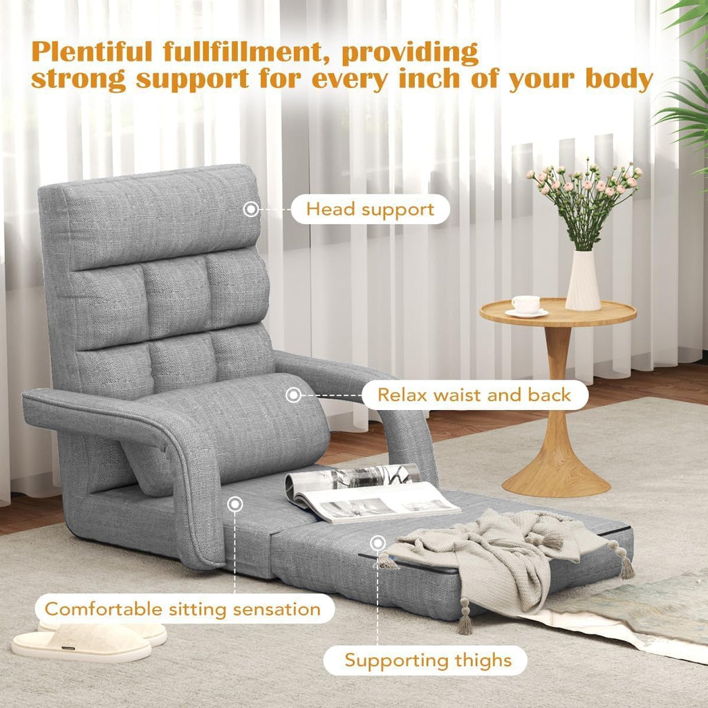 Light Grey Adjustable Folding Floor Gaming Chair