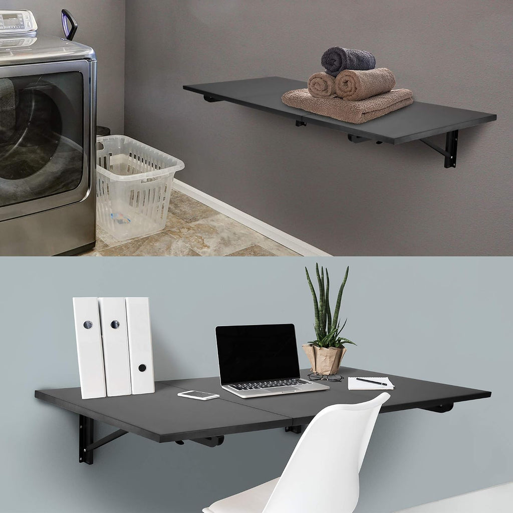 Black Wall‑Mounted Drop‑Down Folding Table