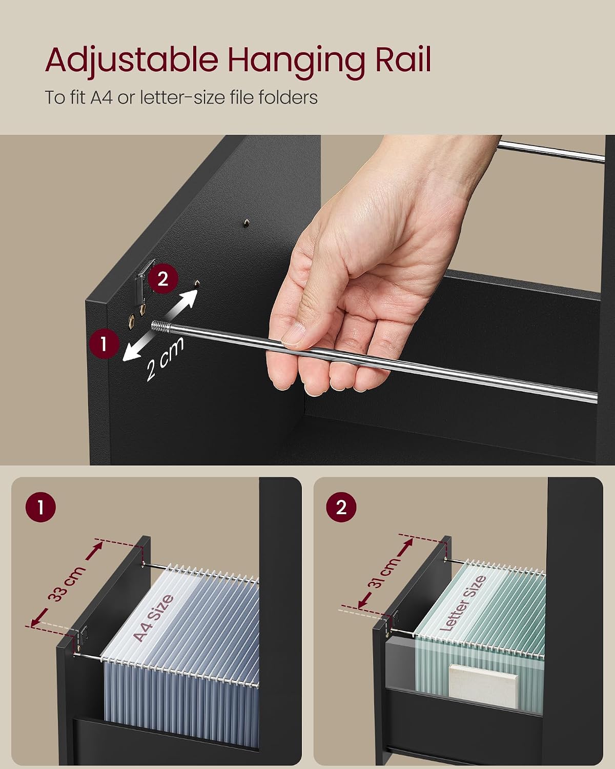 Ink‑Black Lockable 4‑Drawer Vertical File Cabinet