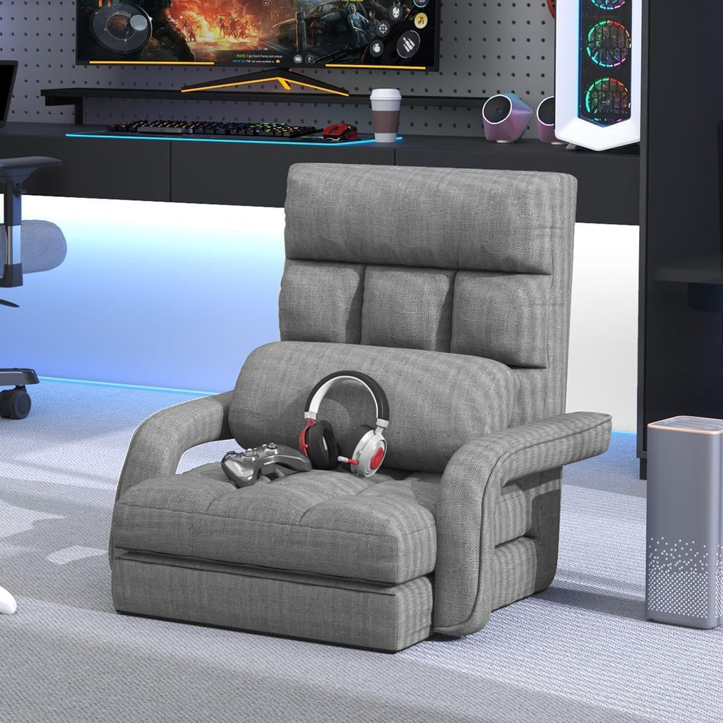 Light Grey Adjustable Folding Floor Gaming Chair