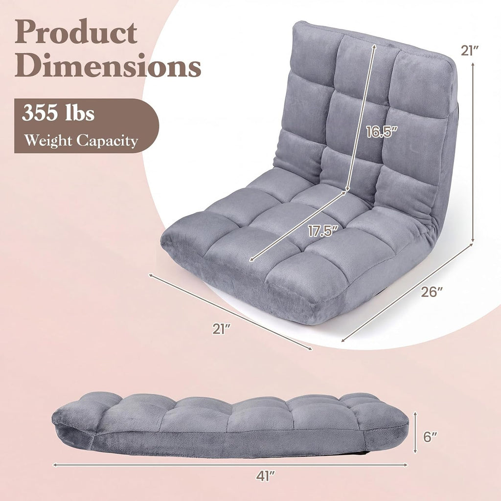 Silver‑Grey Adjustable Folding Floor Gaming Chair