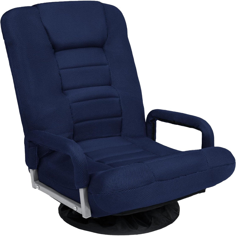 Navy Swivel Foldable Floor Gaming Rocker Chair