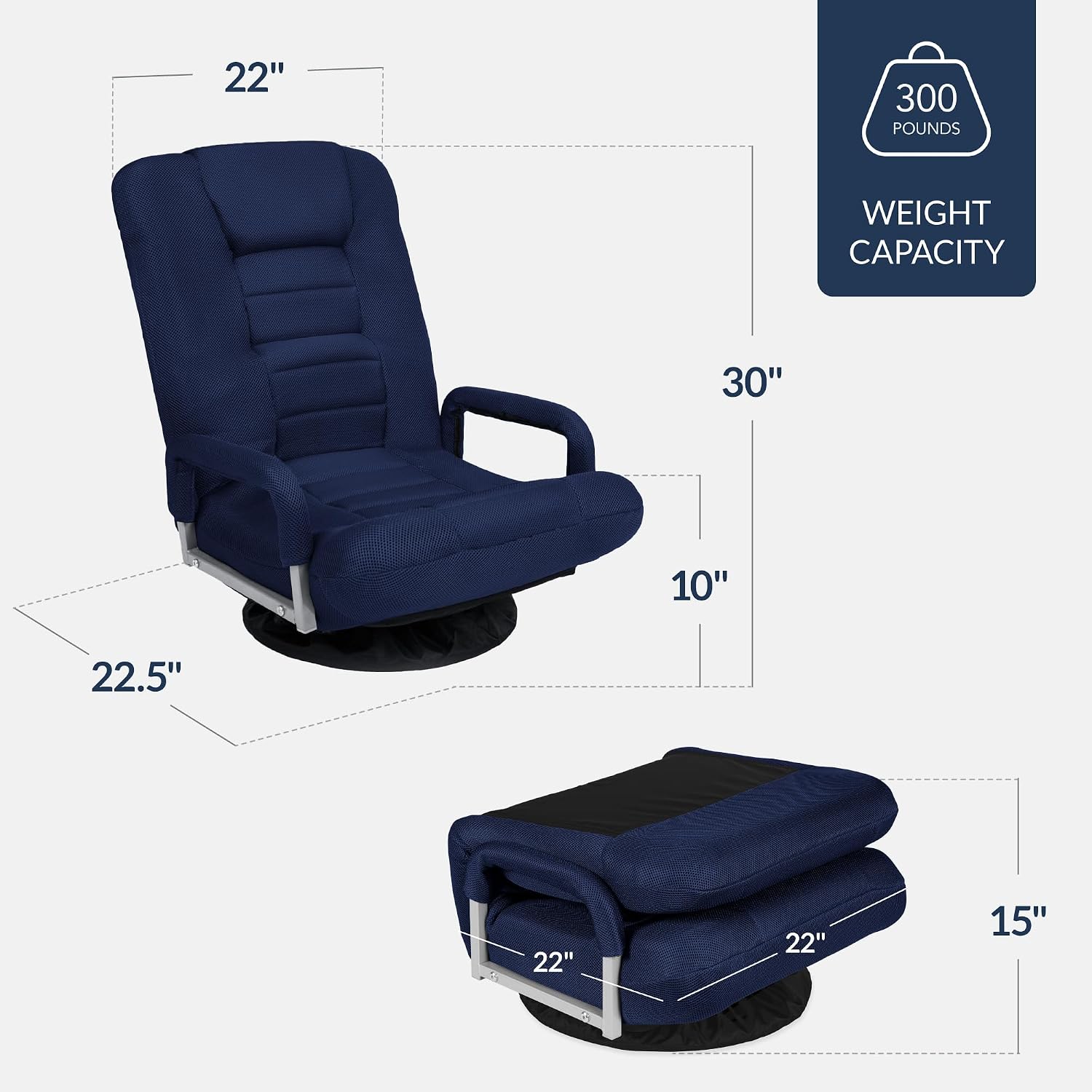 Navy Swivel Foldable Floor Gaming Rocker Chair