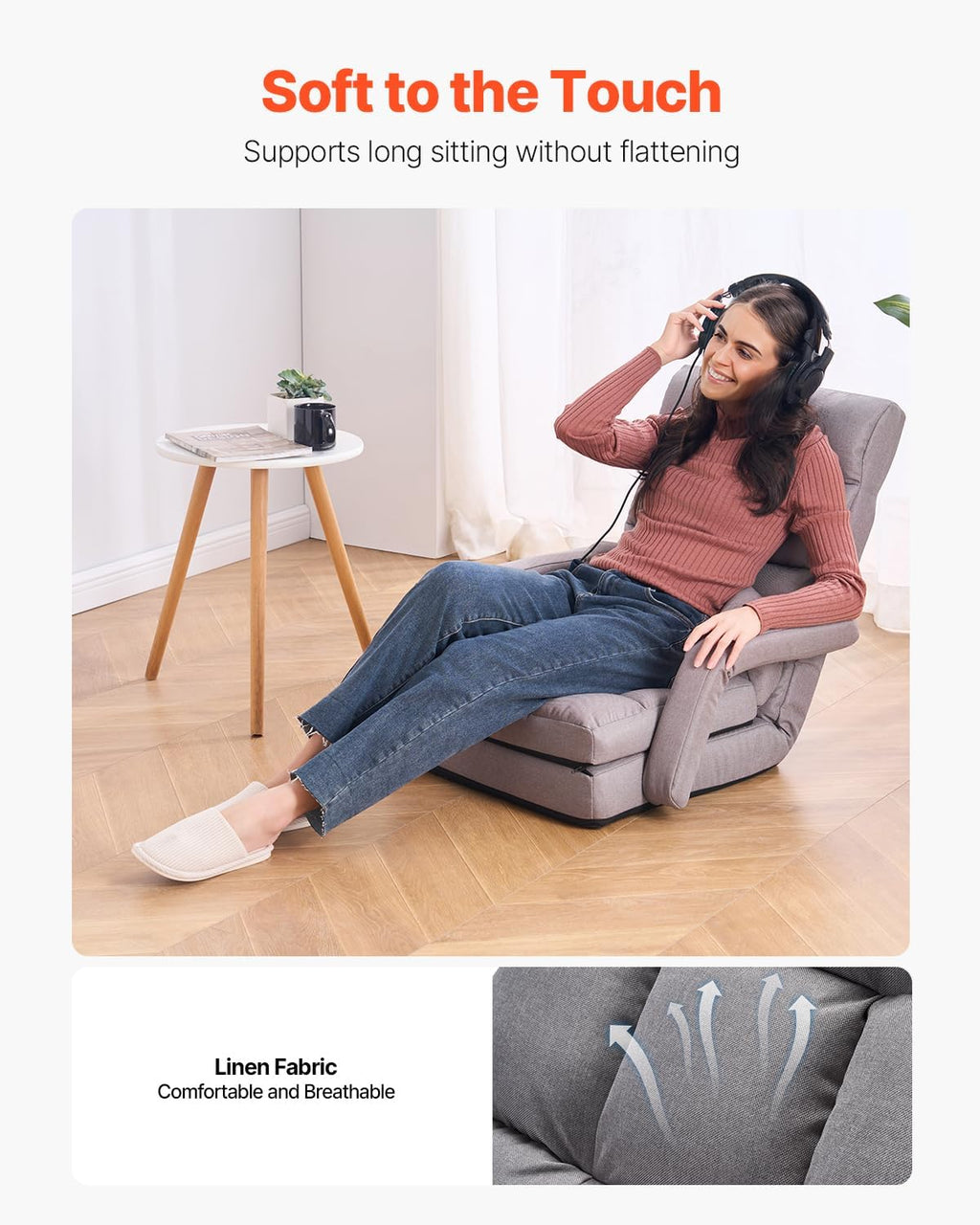 Gray Adjustable Folding Floor Gaming Chair