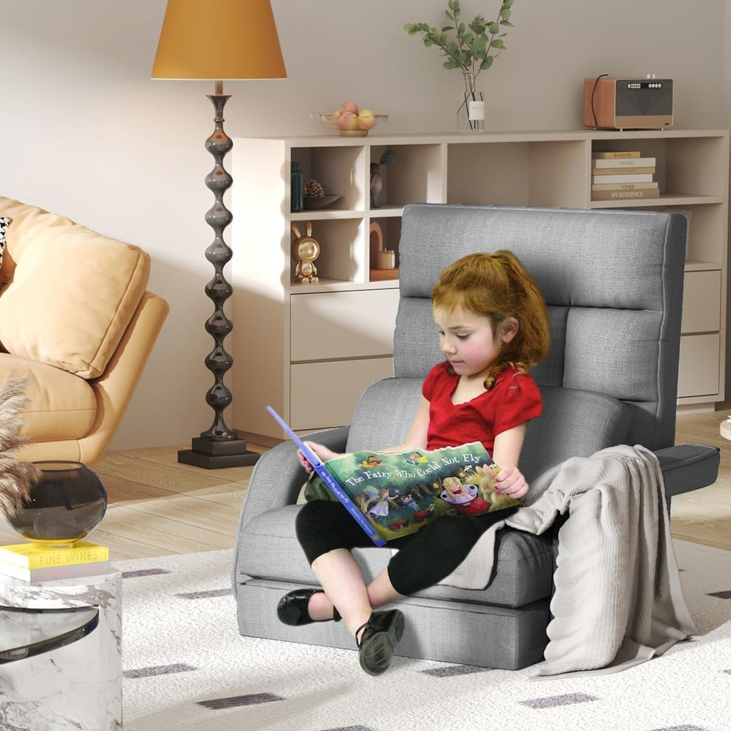 Light Grey Adjustable Folding Floor Gaming Chair