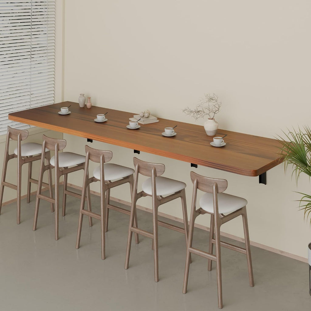 Teak Pine Wall‑Mounted Fold‑Down Workbench Desk