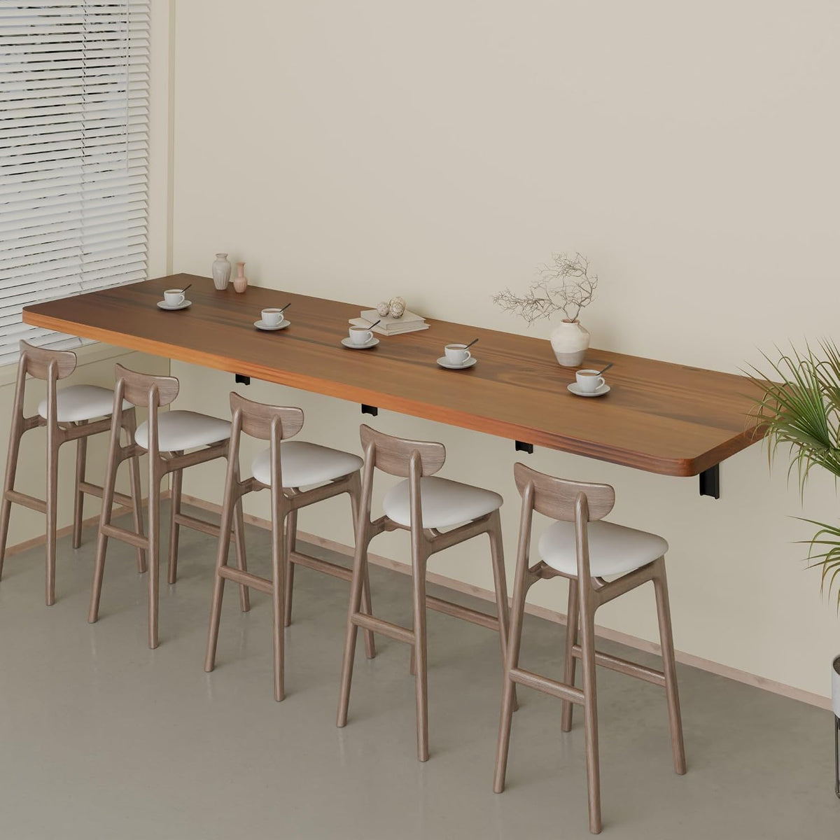 Teak Pine Wall‑Mounted Fold‑Down Workbench Desk