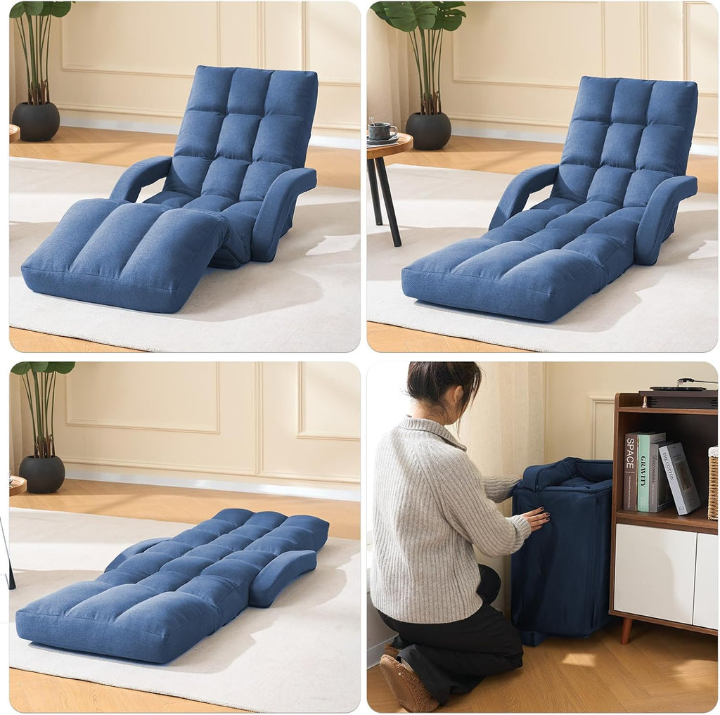 Adjustable Folding Floor Gaming Chair with Footrest