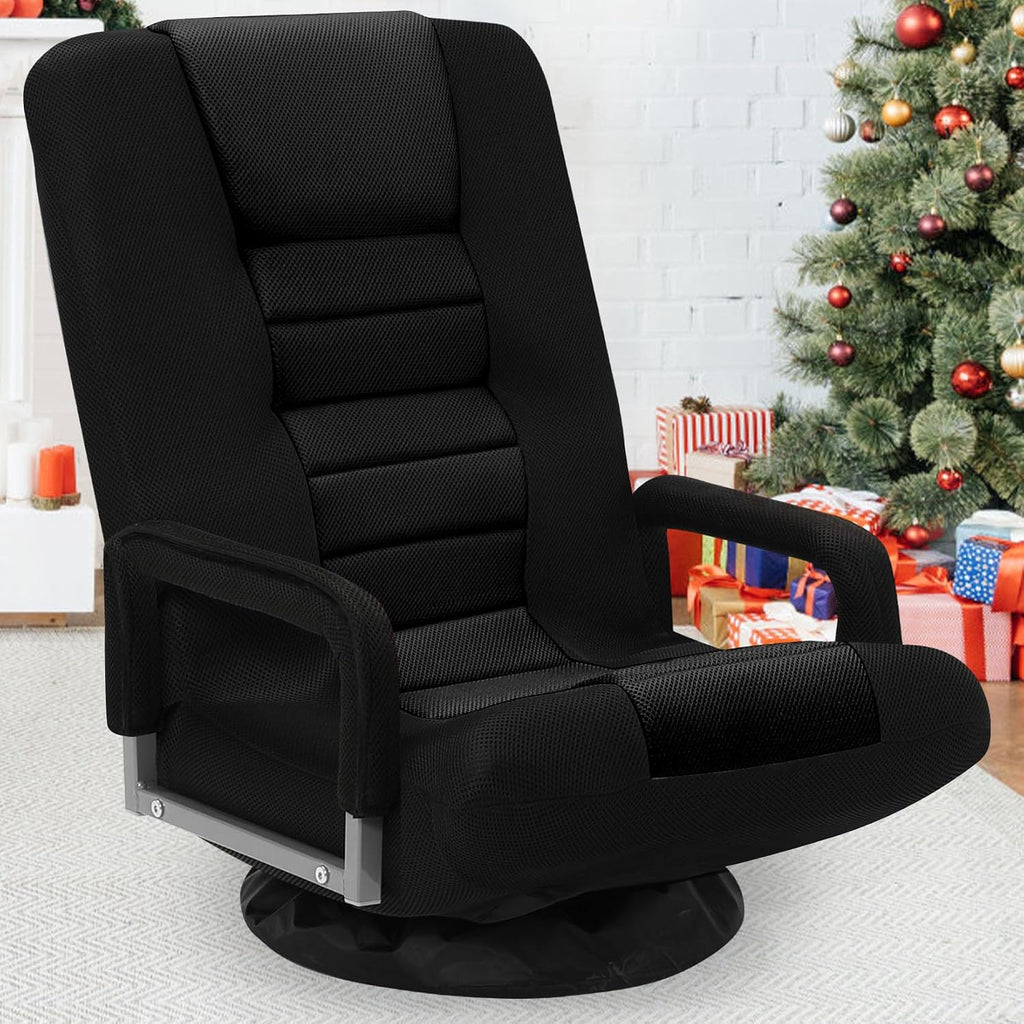 Black Swivel Folding Floor Gaming Chair
