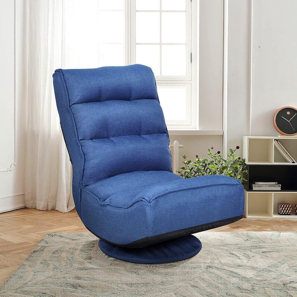 Blue Swivel Adjustable Folding Floor Gaming Chair