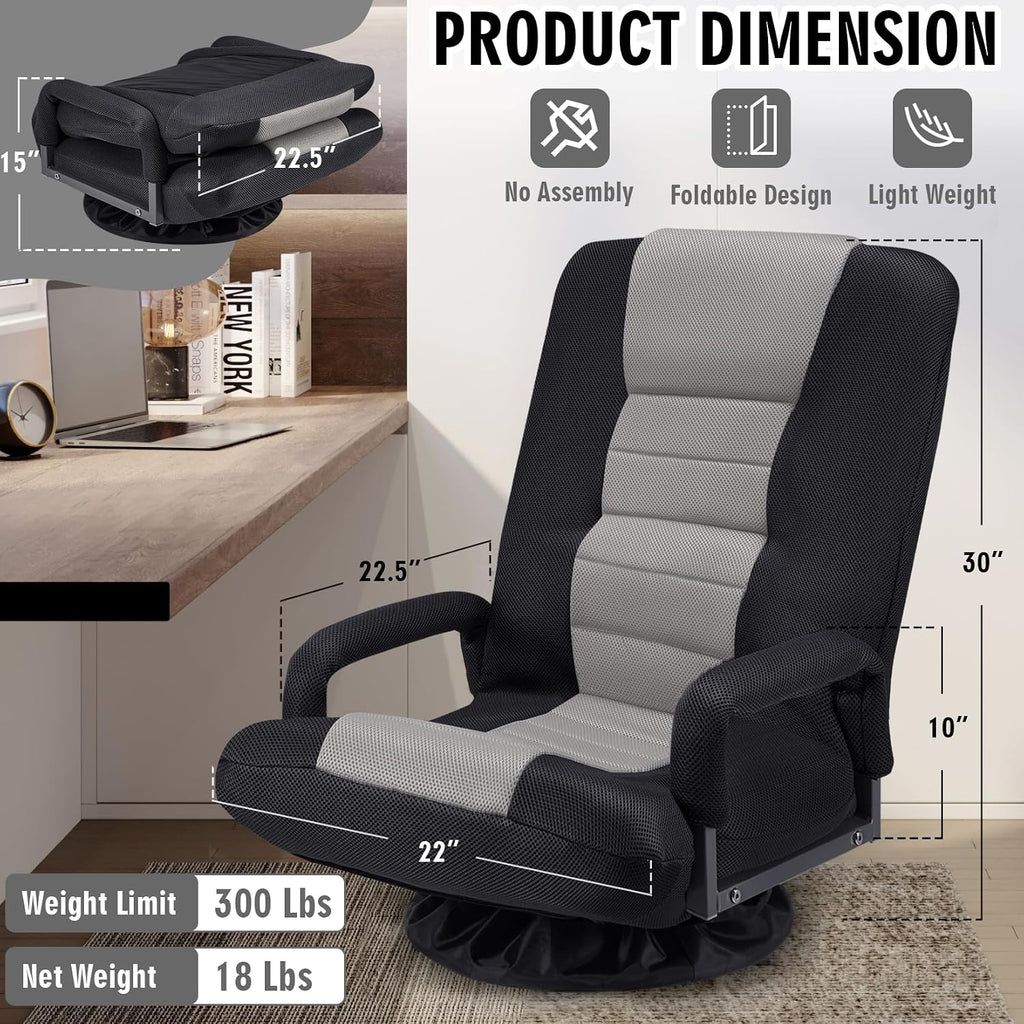 Grey Swivel Folding Floor Gaming Chair