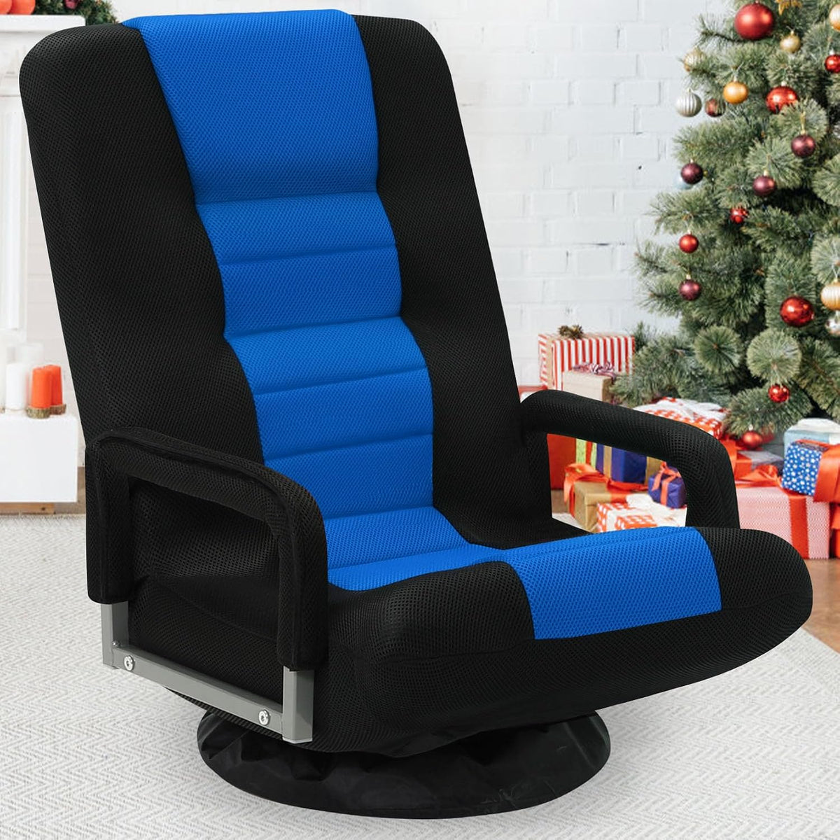 Blue Swivel Folding Floor Gaming Chair