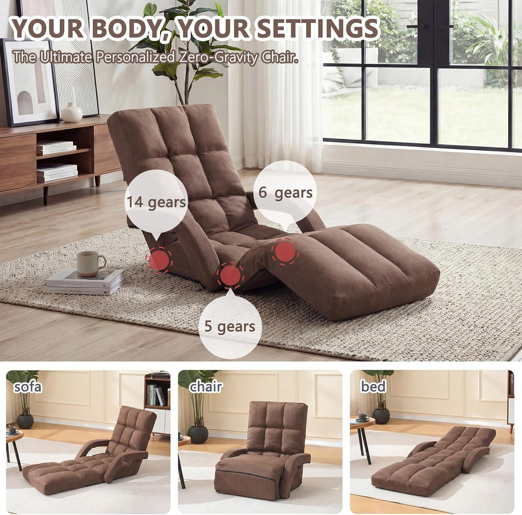 Brown Adjustable Folding Floor Gaming Chair