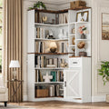 L‑Shaped 6‑Tier Corner Bookshelf with Drawer & Cabinets