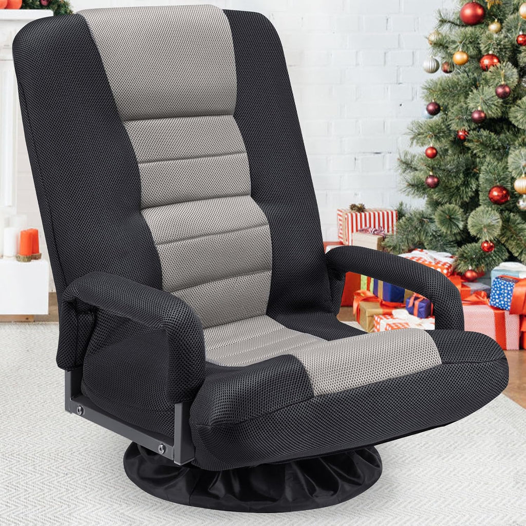 Grey Swivel Folding Floor Gaming Chair