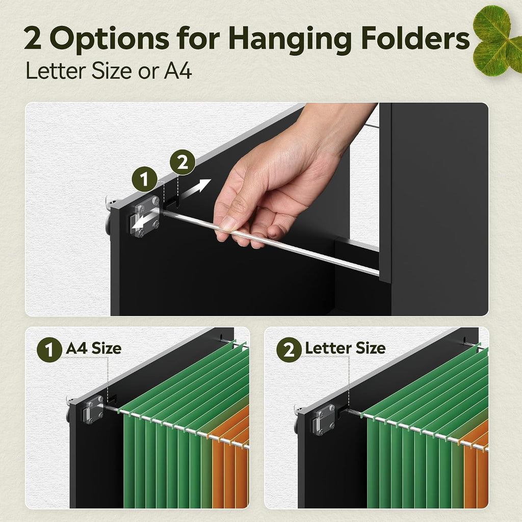 Black Lockable Wood 3‑Drawer File Cabinet