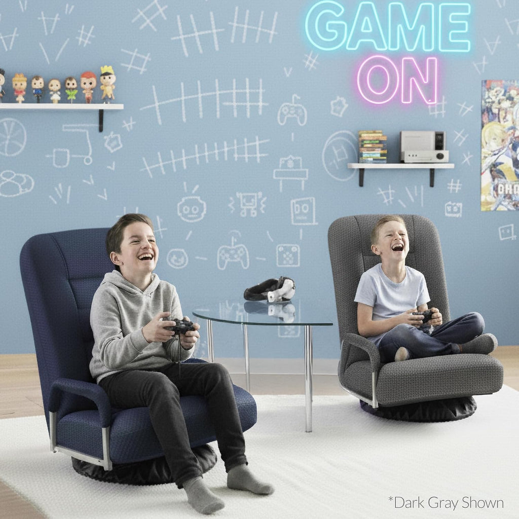 Navy Swivel Foldable Floor Gaming Rocker Chair