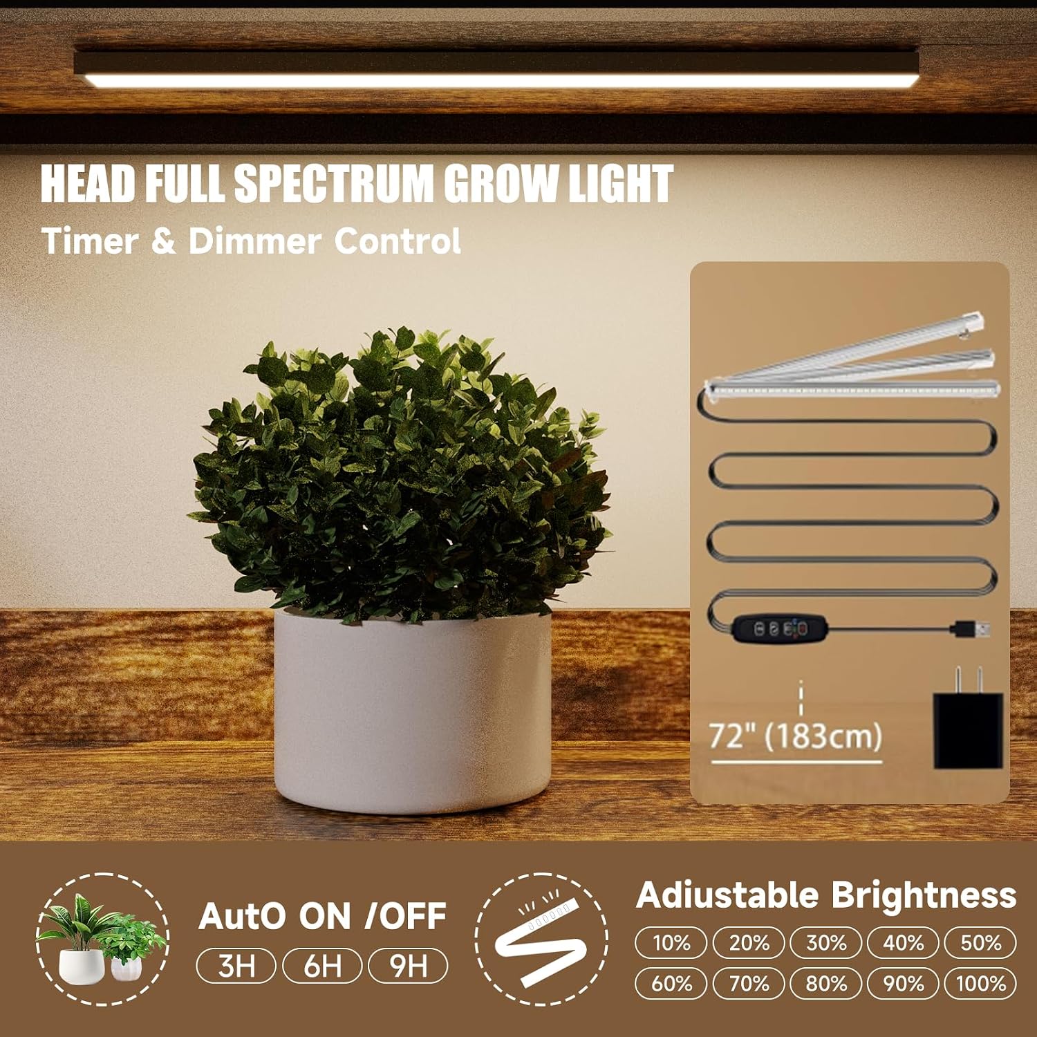 Convertible L‑Shaped 5‑Tier Corner Bookshelf with Grow Light