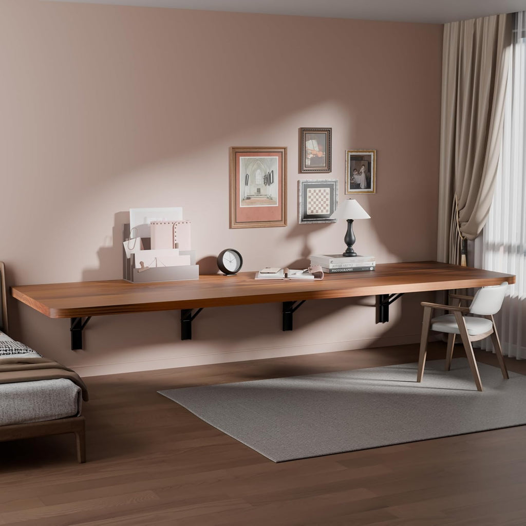 Teak Pine Wall‑Mounted Fold‑Down Workbench Desk