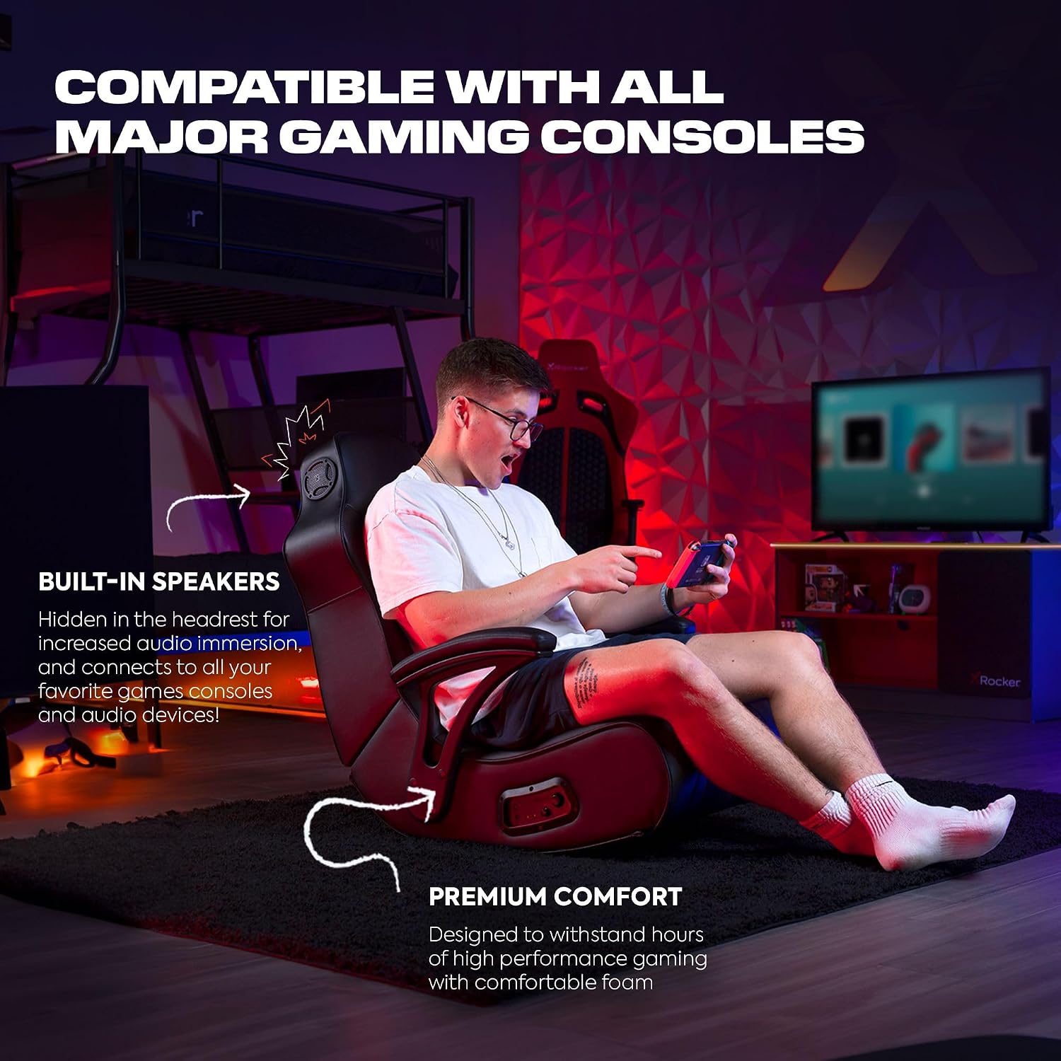 Foldable Audio Gaming Floor Rocker Chair