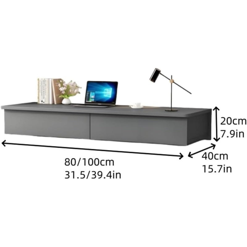 Natural Wall‑Mounted Floating Desk with Drawer