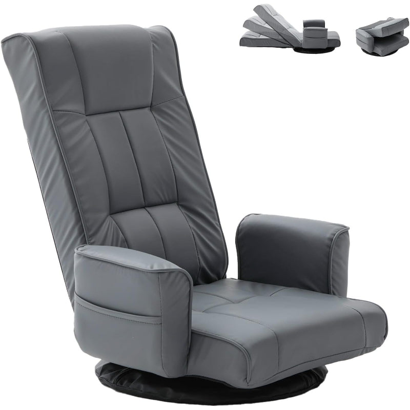 Grey Swivel Adjustable Folding Floor Chair