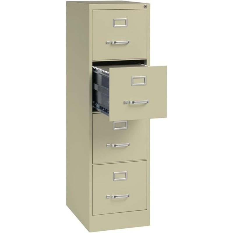 Beige Lockable Metal 4‑Drawer Vertical File Cabinet