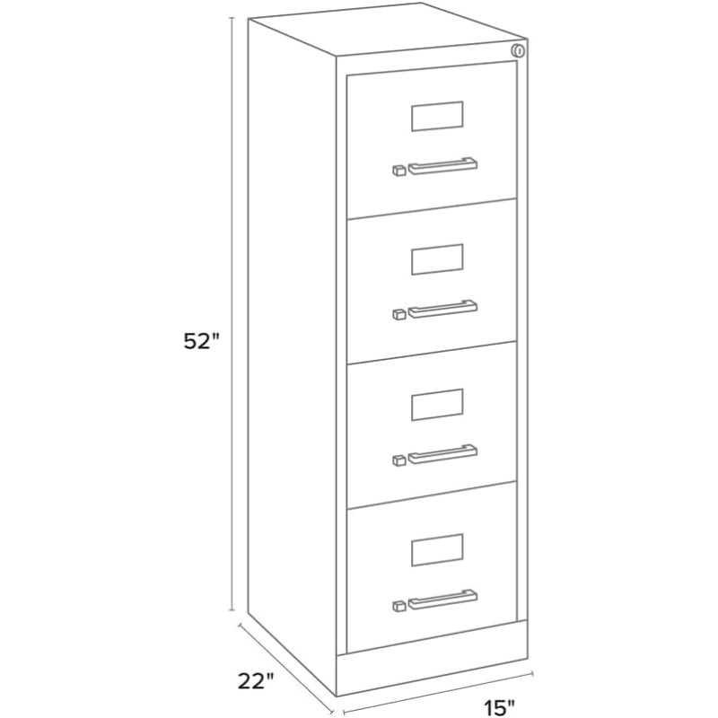 Beige Lockable Metal 4‑Drawer Vertical File Cabinet