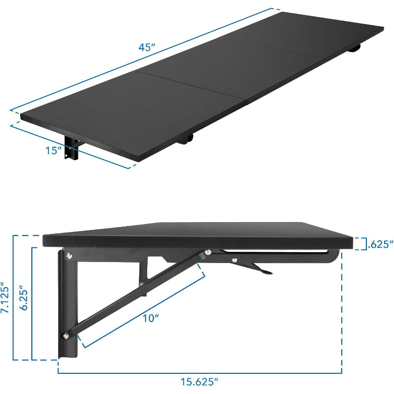Black Wall‑Mounted Drop‑Down Folding Table